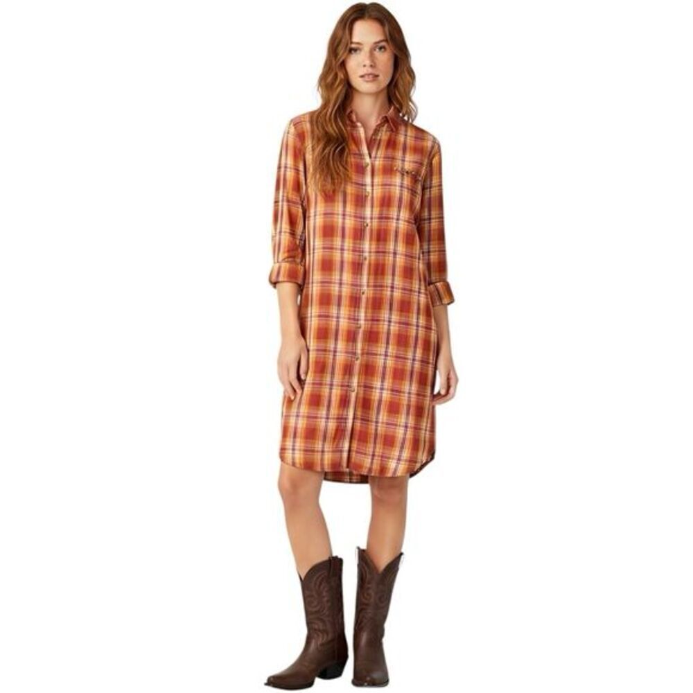 Route 66 Womens Dress Shirt Sz Medium Plaid Rodeo South Western Cow Girl Fall